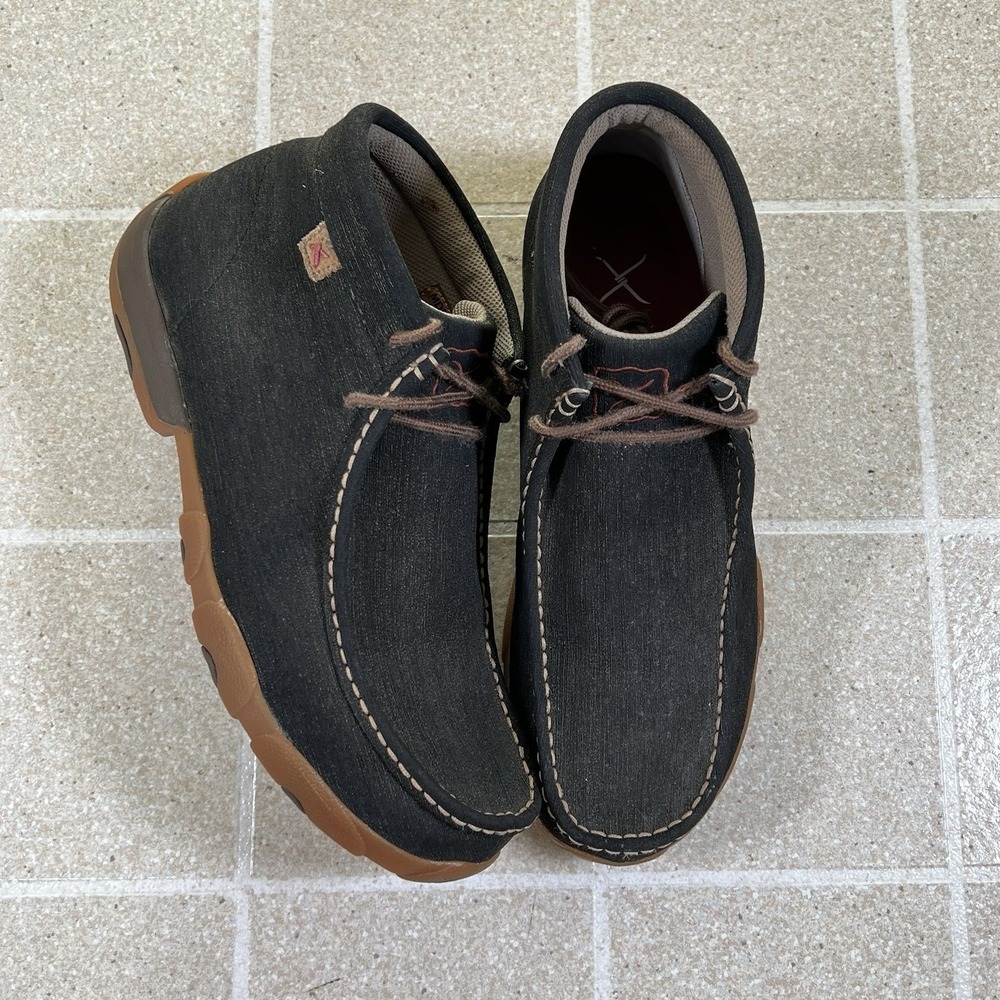 Twisted X Driving Boots Men's US 10.5 Gray Leather Moc Toe Ankle Chukka EBS2548